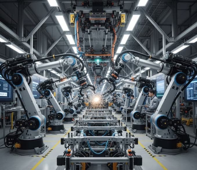 Como funciona uma automação em linha de montagem